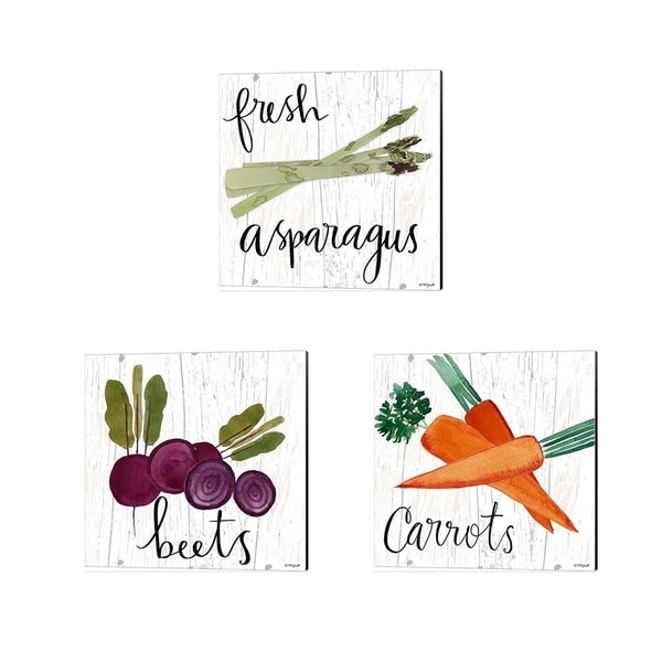Katie Doucette 'Beets, Carrots & Fresh Asparagus' Canvas Art (Set of 3)