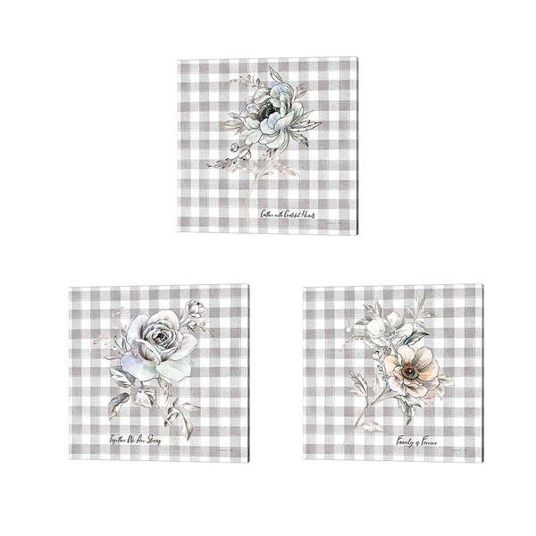 Danhui Nai 'Sketchbook Garden Checker Together' Canvas Art (Set of 3)