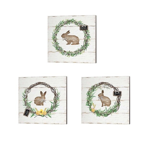 Jennifer Pugh 'Spring Wreath' Canvas Art (Set of 3)