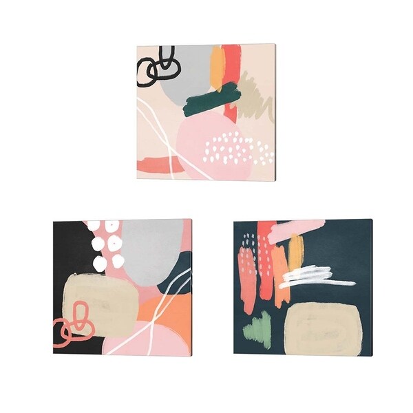 Linda Woods 'Abstract Shapes' Canvas Art (Set of 3)