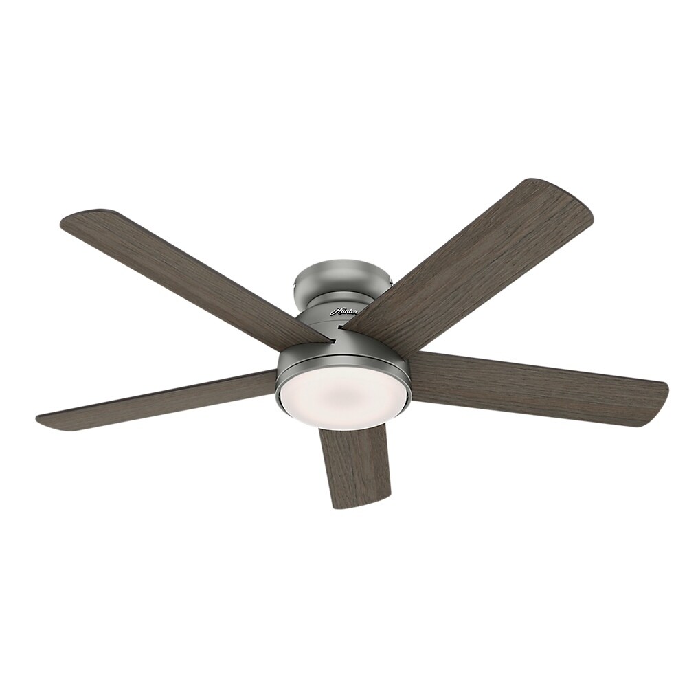 Hunter Wifi 54 Romulus Matte Silver Indoor Ceiling Fan With Light Kit And Remote