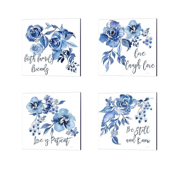 Kristy Rice 'Delft Delight Faith' Canvas Art (Set of 4)