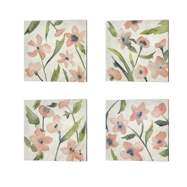 Chariklia Zarris 'Blush Pink Blooms' Canvas Art (Set of 4)
