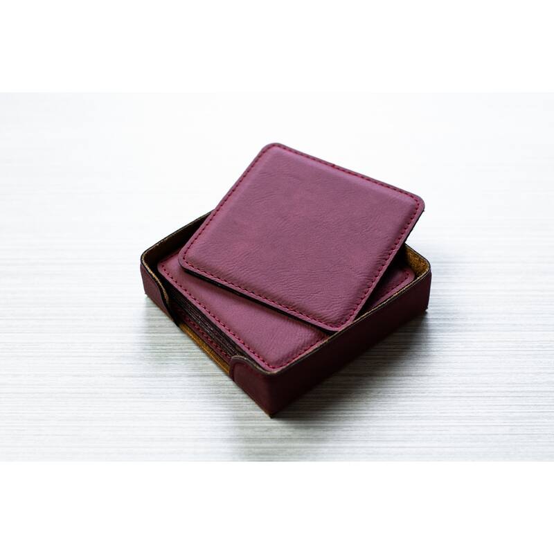 Caddy Bay Collection Square Vegan Leather Coaster - 5 Colors