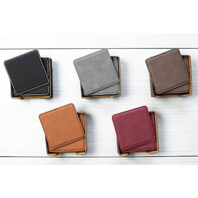 Caddy Bay Collection Square Vegan Leather Coaster - 5 Colors