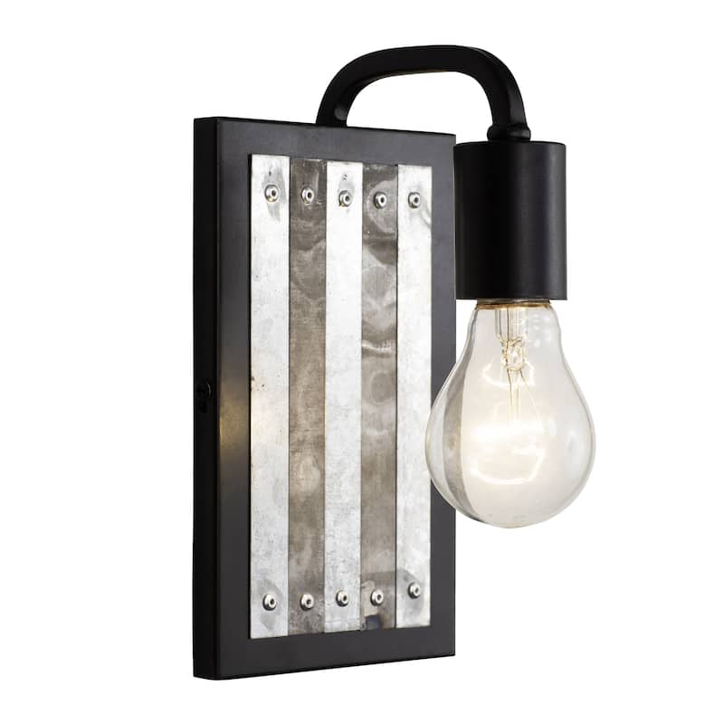 Abbey Rose 1-light Black and Galvanized Wall Light - N/A