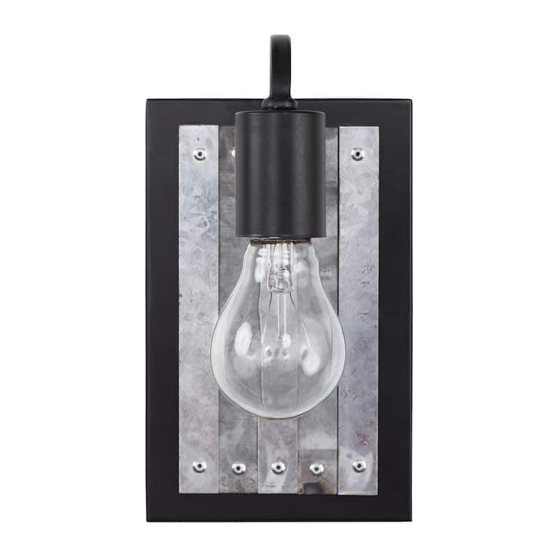 Abbey Rose 1-light Black and Galvanized Wall Light - N/A