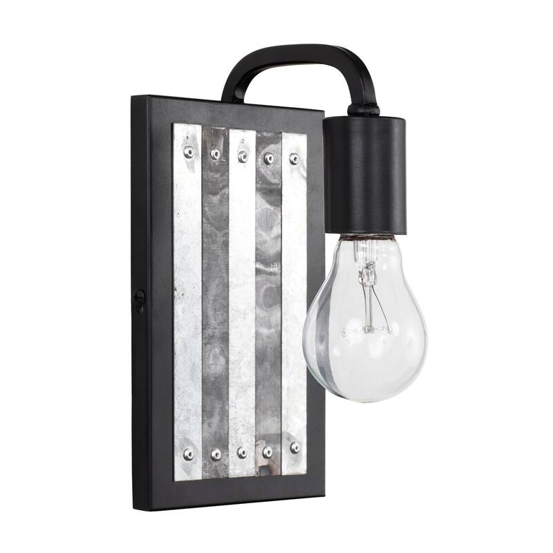 Abbey Rose 1-light Black and Galvanized Wall Light - N/A