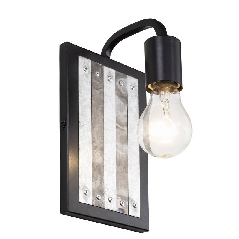 Abbey Rose 1-light Black and Galvanized Wall Light - N/A