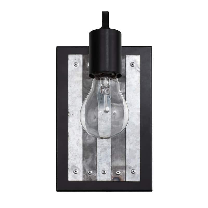 Abbey Rose 1-light Black and Galvanized Wall Light - N/A