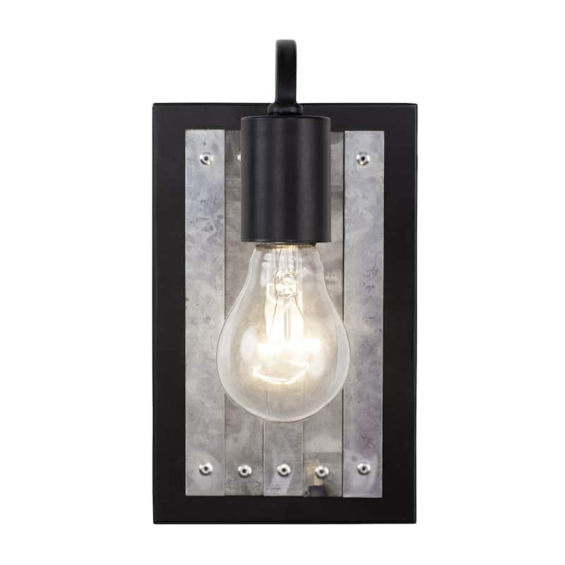 Abbey Rose 1-light Black and Galvanized Wall Light - N/A