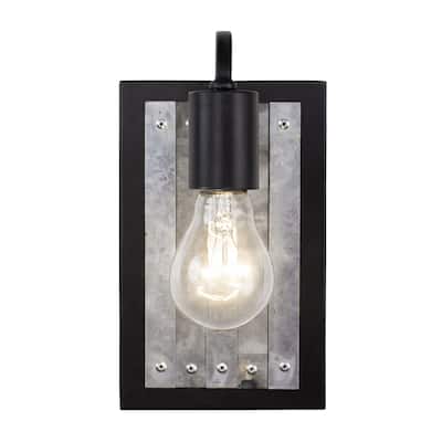 Abbey Rose 1-light Black and Galvanized Wall Light - N/A