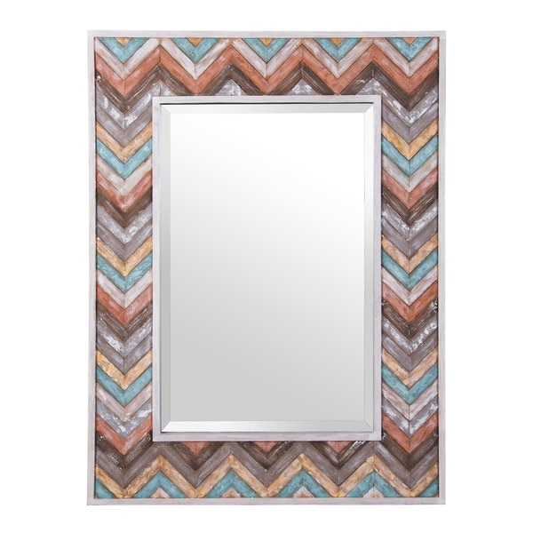 Jemma Waxed Colorful Chevron Wood Rectangular Mirror