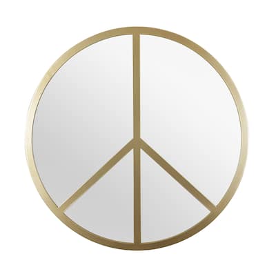 Varaluz Paz 30-inch Gold Round Peace Sign Accent Mirror