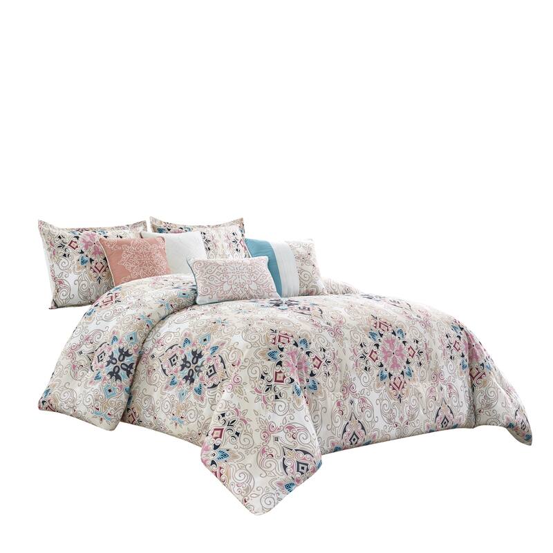 Porch & Den Nordlund Scrollwork Geometric Pattern 7-piece Comforter Set