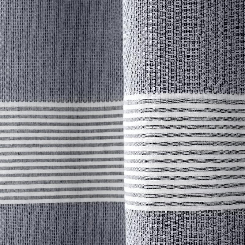 Porch & Den Luna Stripe Pattern Cotton Curtain Panel Pair with Knotted Tassels