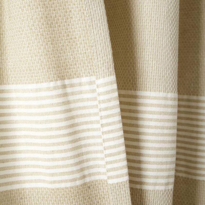 Porch & Den Luna Stripe Pattern Cotton Curtain Panel Pair with Knotted Tassels