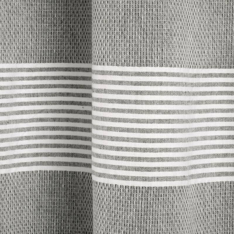 Porch & Den Luna Stripe Pattern Cotton Curtain Panel Pair with Knotted Tassels