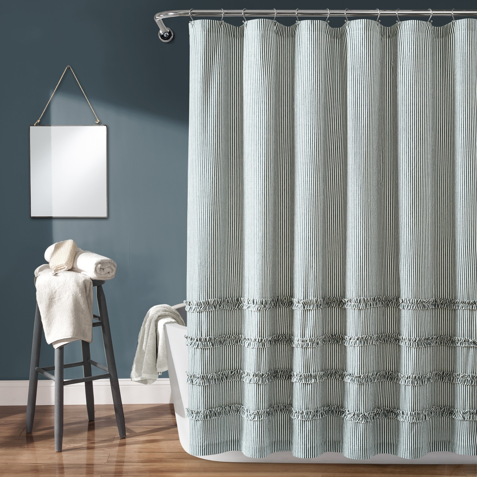 The Gray Barn Done Roamin Striped Yarn Dyed Cotton Shower Curtain