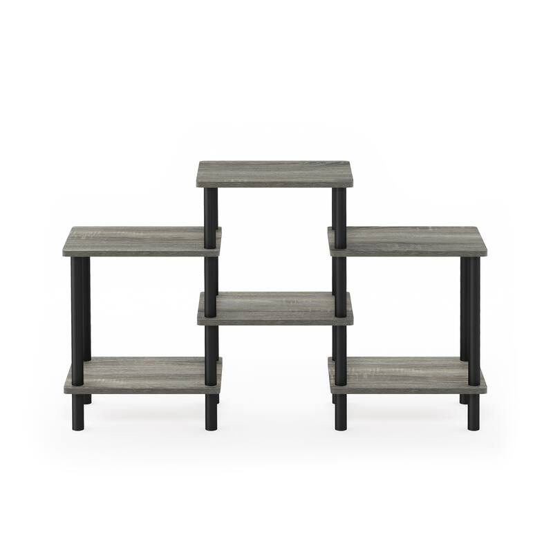 Furinno 18141 Turn-N-Tube DIY Multipurpose Combination Rack - French Oak Grey/Black - Oak Finish