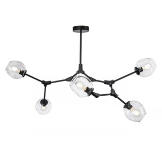 Modern Full-angle Adjustable Chandelier with Glass Shades (5 Light) - Chandeliers For Bedrooms by Overstock.com