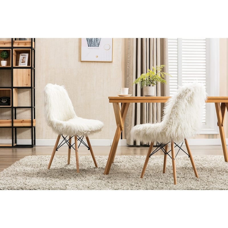 Carson Carrington Safvaston Mongolian Synthetic Fur Fuzzy Chair (Set of 2)