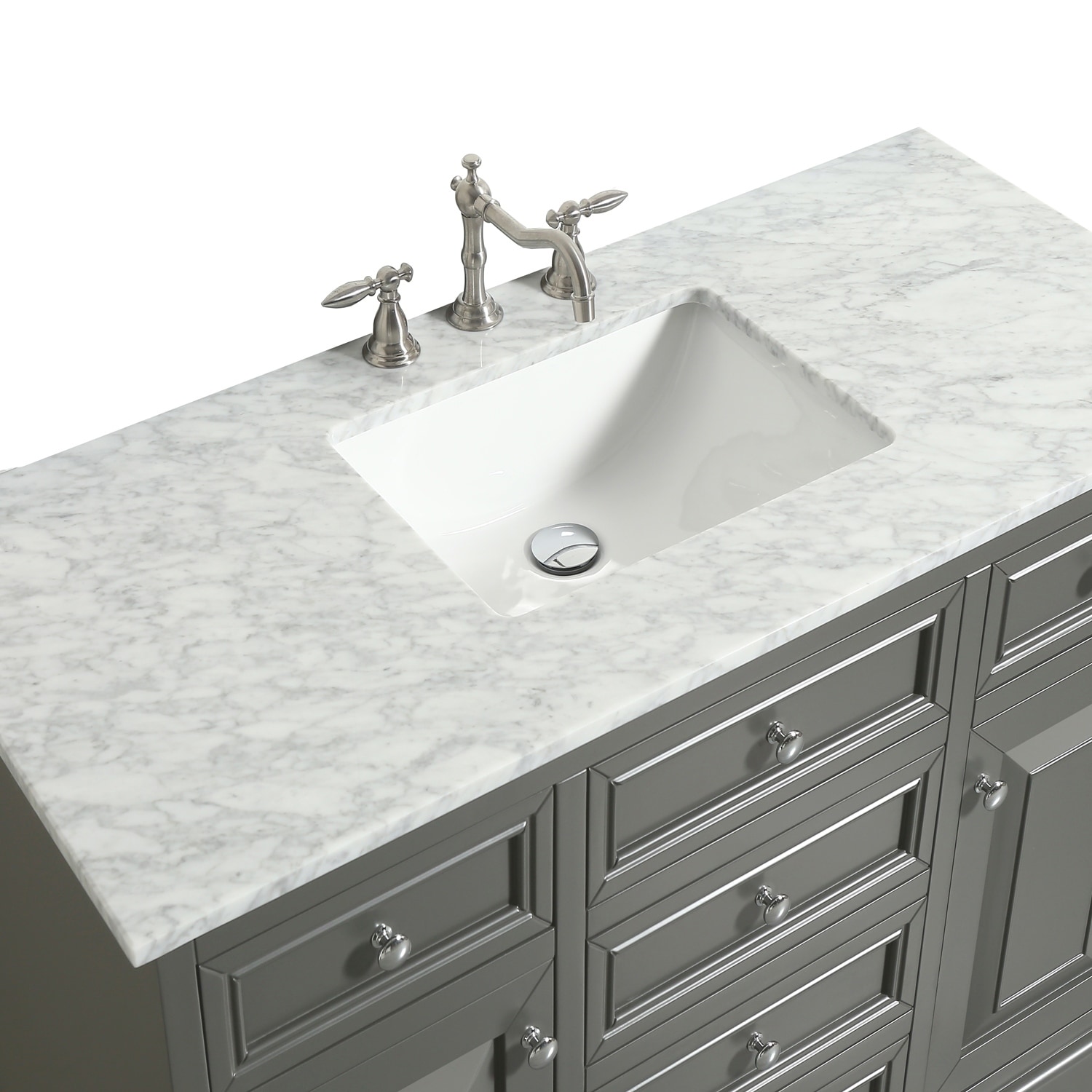 Shop Eviva Monroe 42 Inch Gray Transitional Bathroom Vanity With White Carrara Countertop And Undermount Porcelain Sink On Sale Overstock 28718232