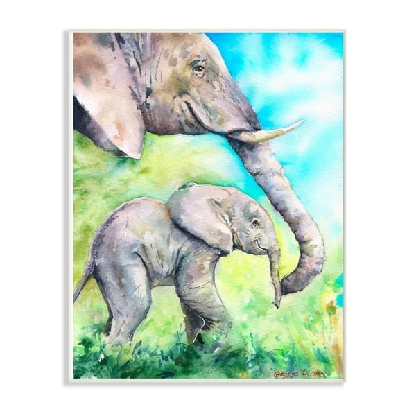 Shop Stupell Industries Cute Baby Elephant Family Animal Blue