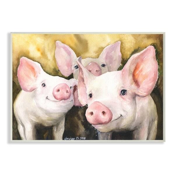 Shop Stupell Industries Baby Pigs Animal Yellow Watercolor