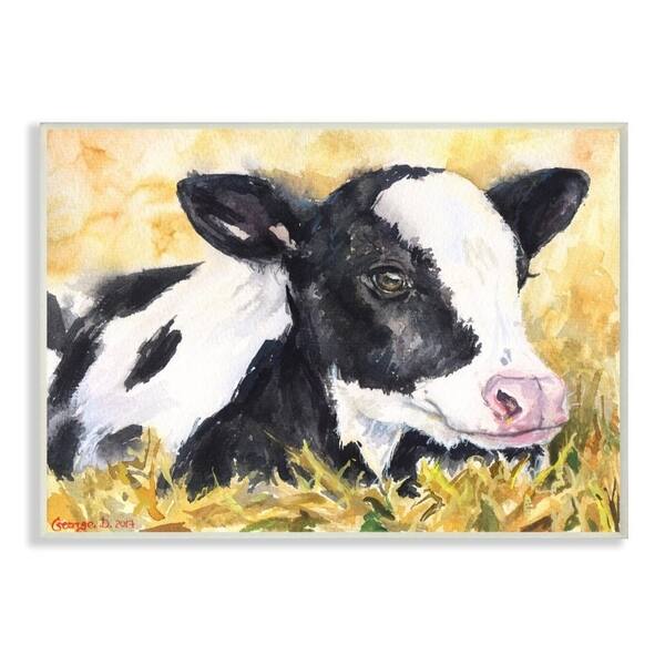 Shop Stupell Industries Cute Baby Cow Animal Yellow Watercolor