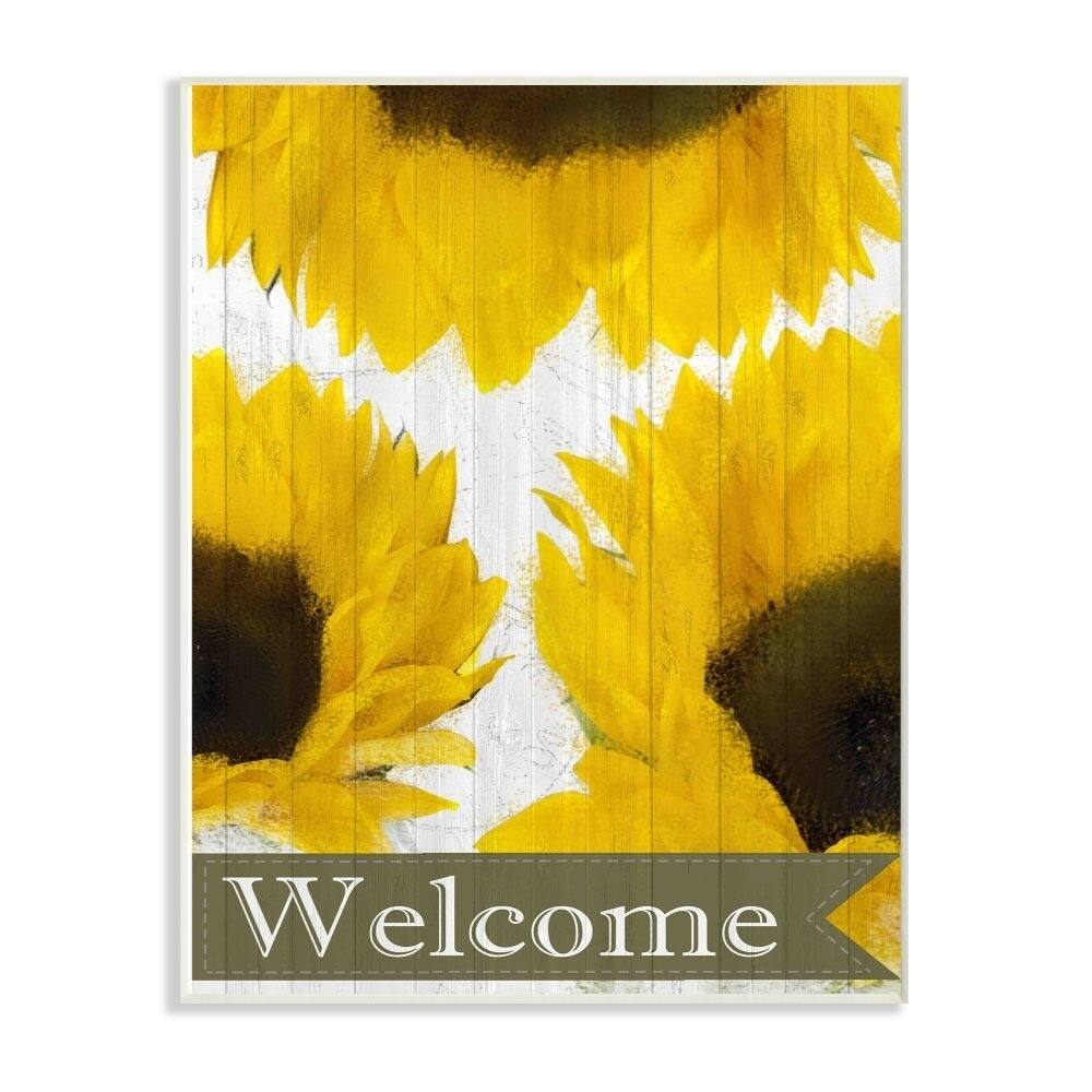 Stupell Sunflower Welcome Yellow Flowers Painting,10x15, Proudly Made 