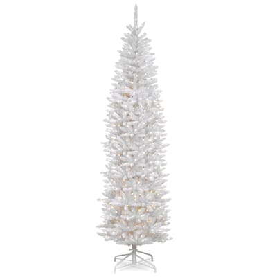 National Tree Company 9 ft. Kingswood White Fir Pencil Tree with Clear Lights - 9 Foot