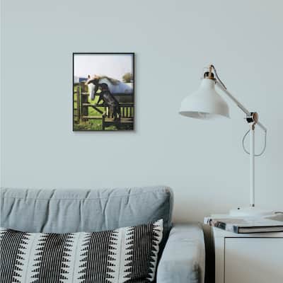 Stupell Colorful Farm Horse and Dog Animal Photo,11x14, Proudly Made in USA