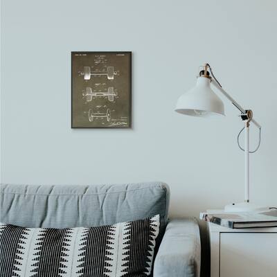 Stupell Patent Vintage Barbell Brown Texture Design,11x14, Design By Artist Daniel Sproul