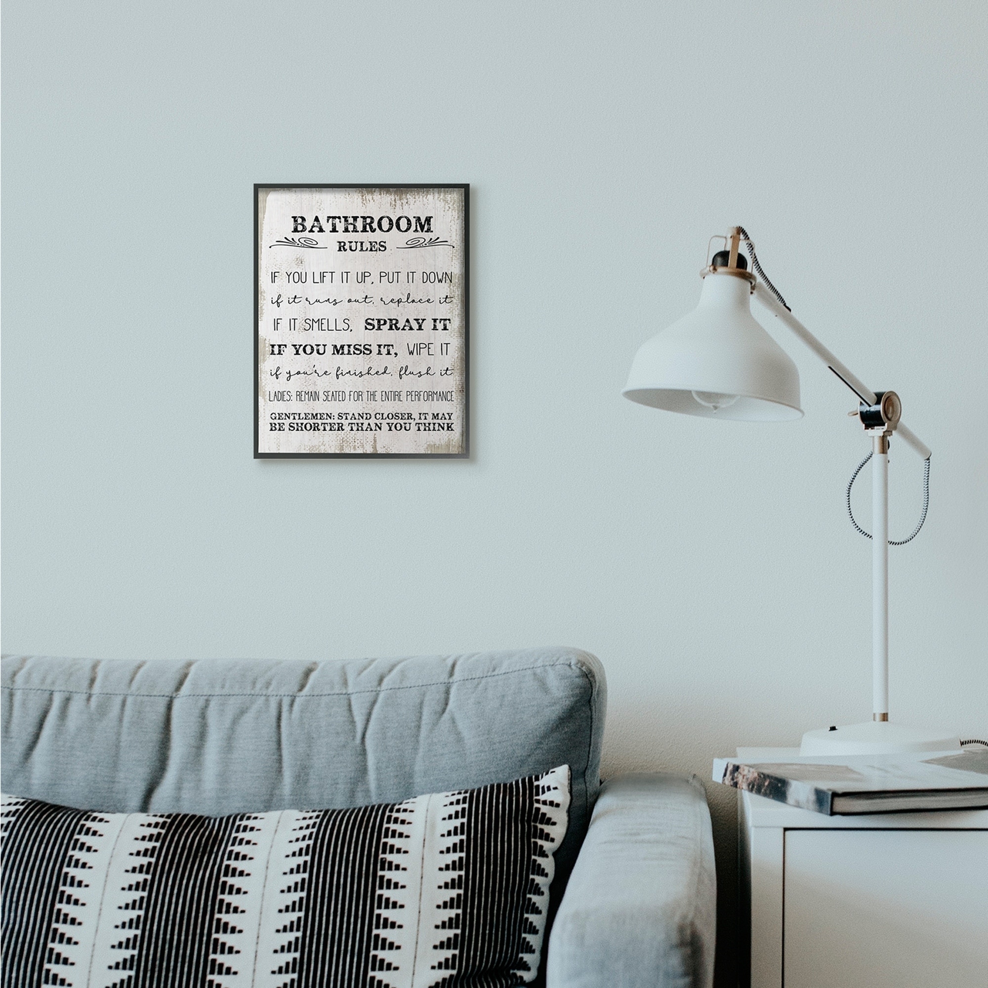 Stupell Industries Bathroom Rules Funny Word Wood Textured Bathroom Rules Funny Word Wood Textured