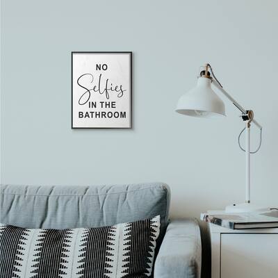 Stupell No Selfies Funny Word Bathroom Black And White Design,11x14, Design By Artist Lettered and Lined