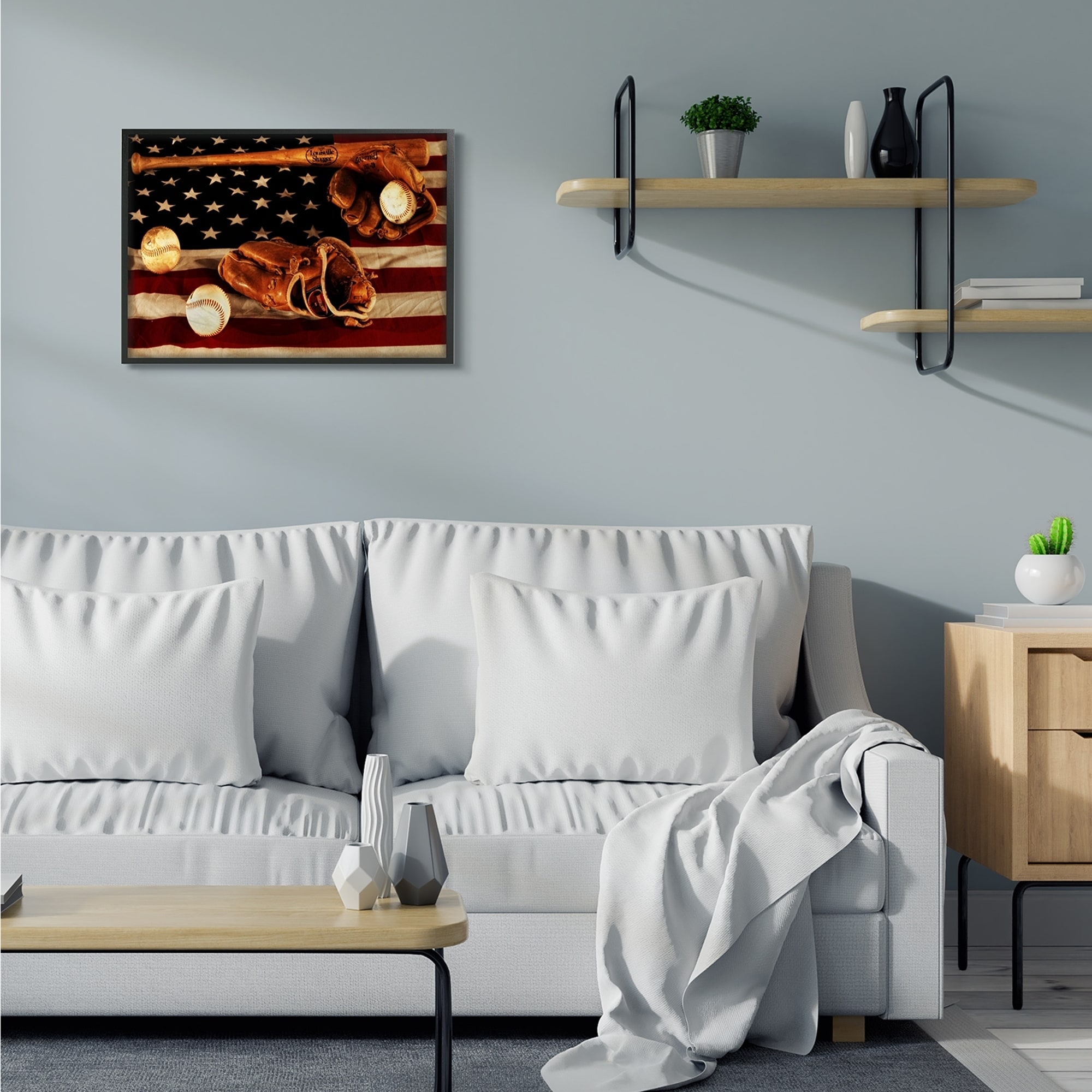 Stupell Vintage American Flag Baseball Sports Rustic Photo,11x14, Design By  Artist Daniel Sproul - Bed Bath & Beyond - 28719765