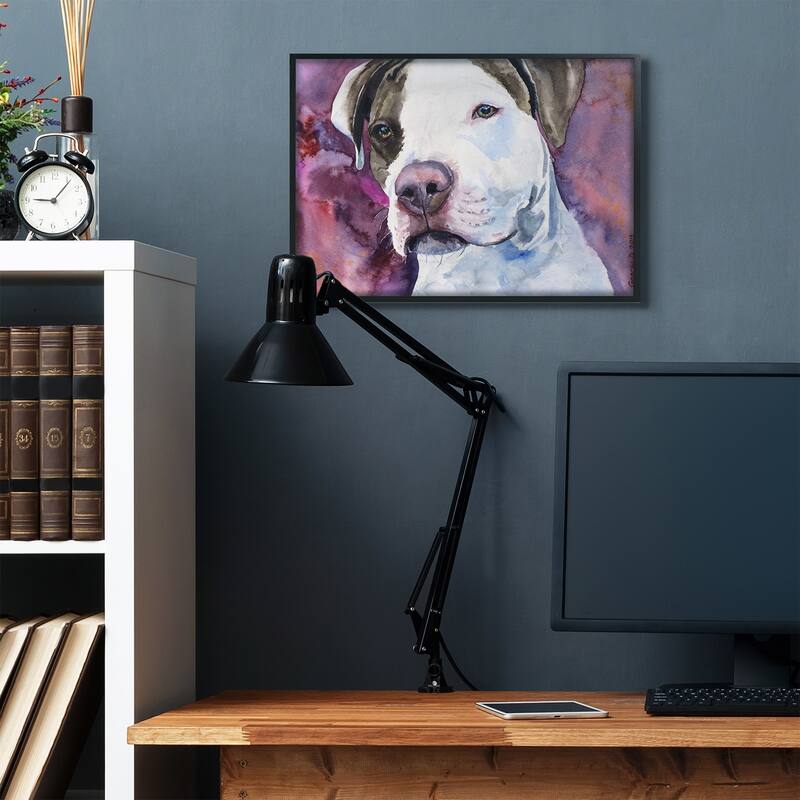 Stupell Pit Bull Dog Pet Animal Purple Watercolor Painting,11x14, Design By Artist George Dyachenko - 24 x 30