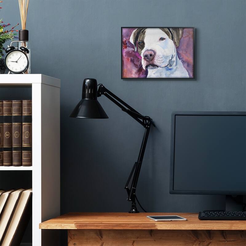 Stupell Pit Bull Dog Pet Animal Purple Watercolor Painting,11x14, Design By Artist George Dyachenko