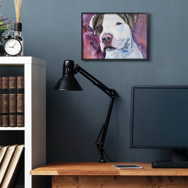 Stupell Pit Bull Dog Pet Animal Purple Watercolor Painting,11x14, Design By Artist George Dyachenko - 16 x 20