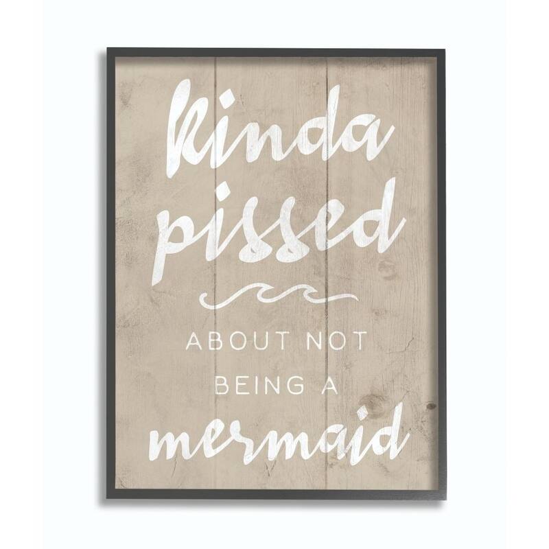 Stupell Mermaid Funny Word Girls Wood Textured Design,11x14, Design By