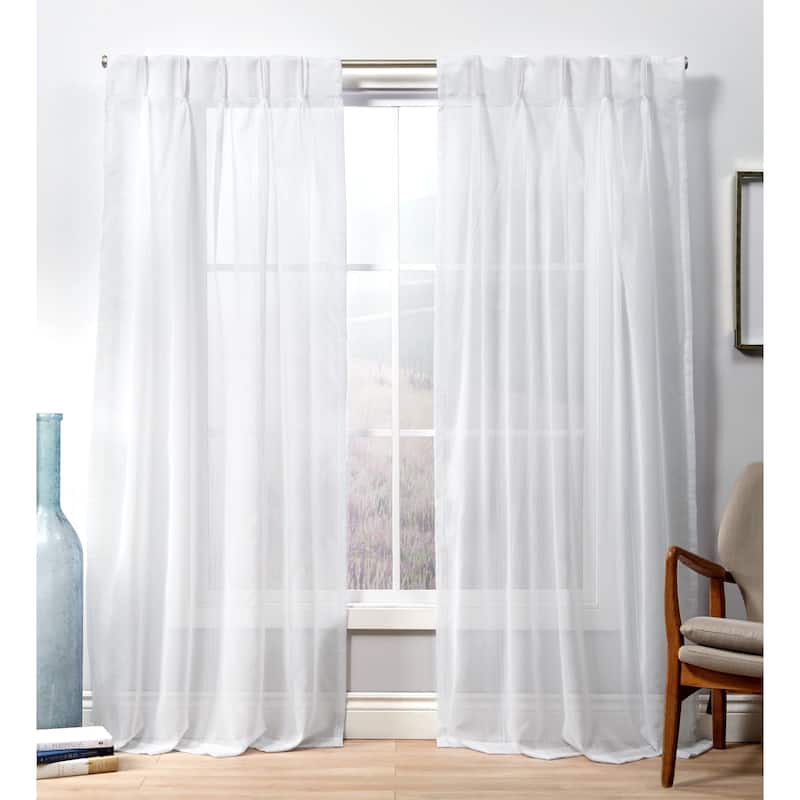 ATI Home Penny Sheer Pinch Pleat Curtain Panel Pair - 27X108 - Winter White