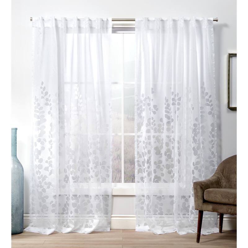 ATI Home Wilshire Burnout Sheer Hidden Tab Top Sheer Panel Pair - 54X96 - Winter White