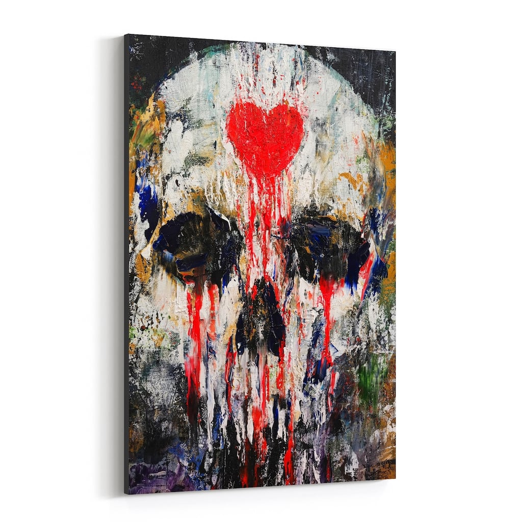 Noir Gallery Bleeding Heart Skull Gothic Canvas Wall Art Print