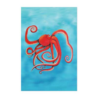 Noir Gallery Red Octopus Animal Painting Unframed Art Print/Poster