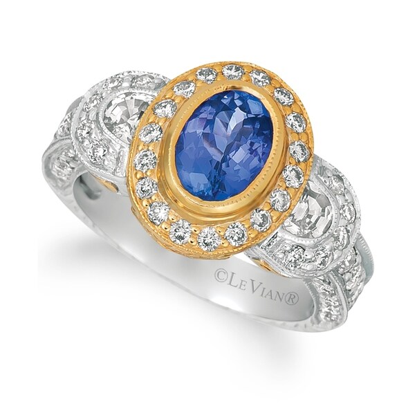Encore by Le Vian Ring featuring Blueberry Tanzanite, White Sapphire Vanilla Diamonds set in Two Tone Gold -Ring Size 7. Opens flyout.
