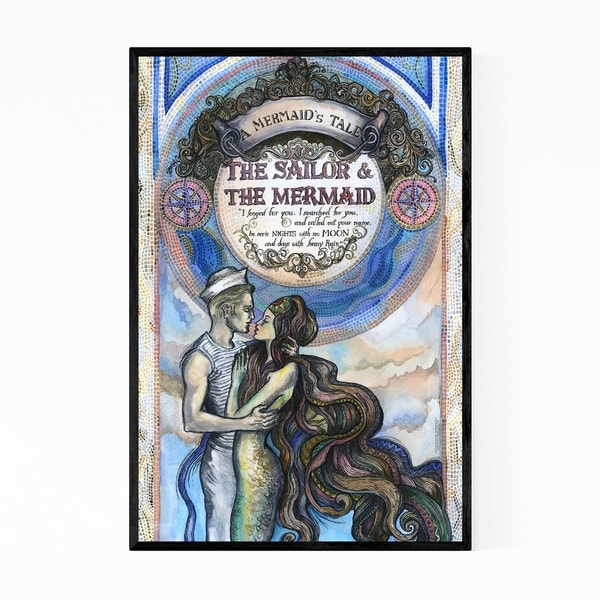 Noir Gallery Vintage Coastal Mermaid Nautical Framed Art Print
