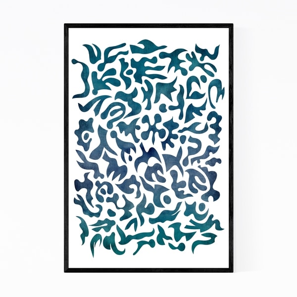Noir Gallery Abstract Blue Shapes Pattern Framed Art Print