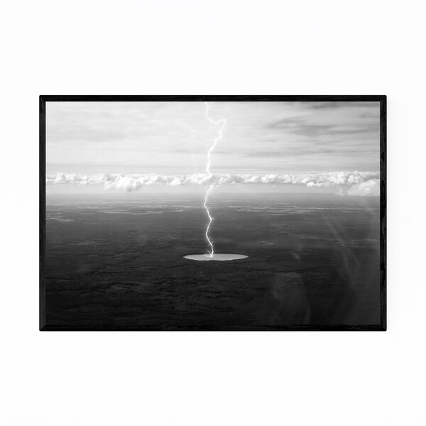 Noir Gallery Black & White Lightning Photo Framed Art Print