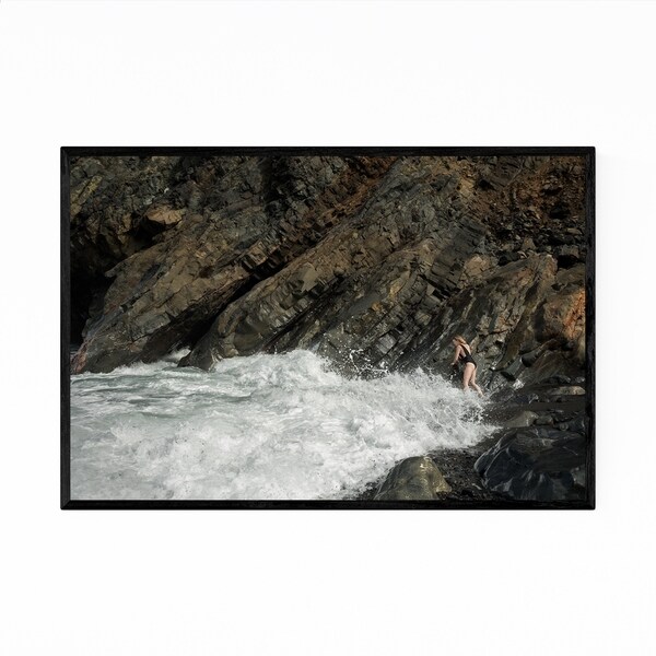 Noir Gallery Girl Feminine Beach Waves Framed Art Print